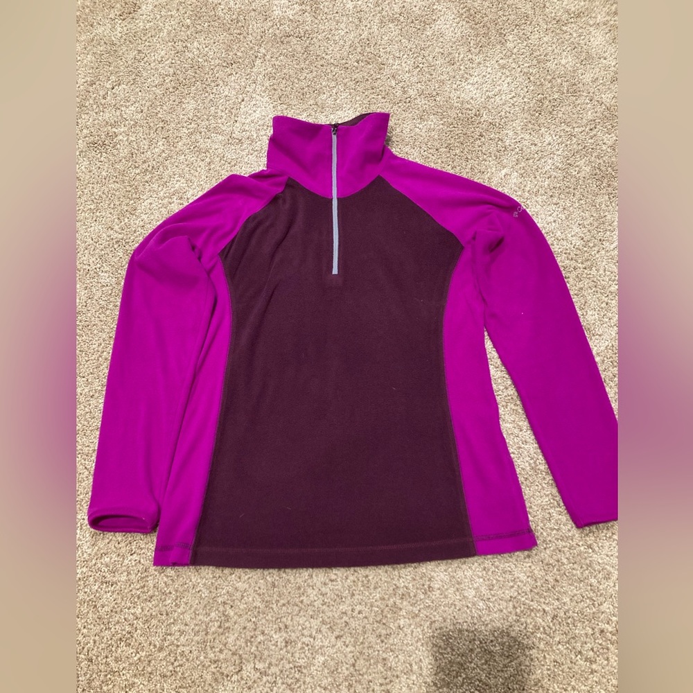 Columbia women pink purple magenta fleece 1/4 quarter zip sweatshirt shirt top m